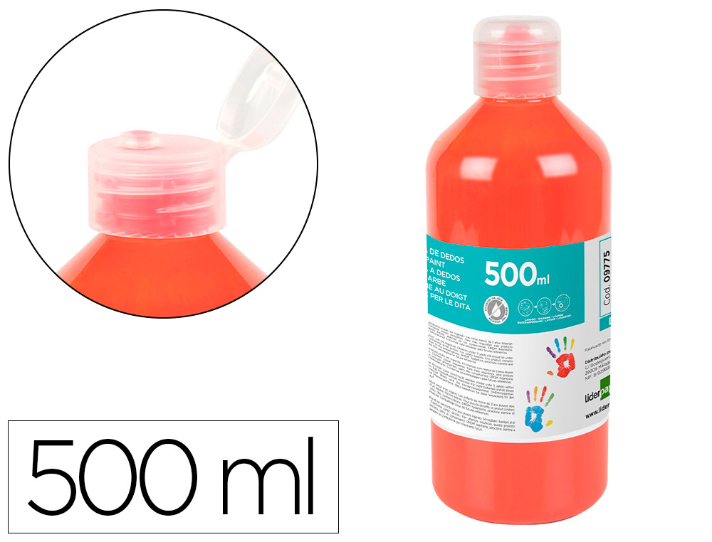 PINTURA DEDOS LIDERPAPEL BOTELLA DE 500 ML ROJO