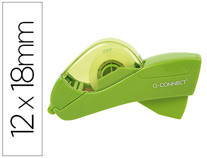 PORTARROLLO Q-CONNECT AUTOMATICO PLASTICO PARA CINTAS DE 12 Y 19 MM COLOR VERDE INCLUYE 2 CINTAS