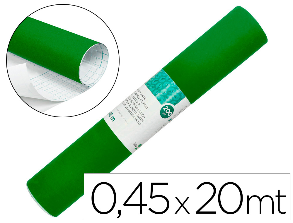 ROLLO ADHESIVO LIDERPAPEL UNICOLOR VERDE BRILLO ROLLO DE 0,45 X 20 MT