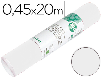 ROLLO ADHESIVO LIDERPAPEL UNICOLOR BLANCO BRILLO ROLLO DE 0,45 X 20 MT