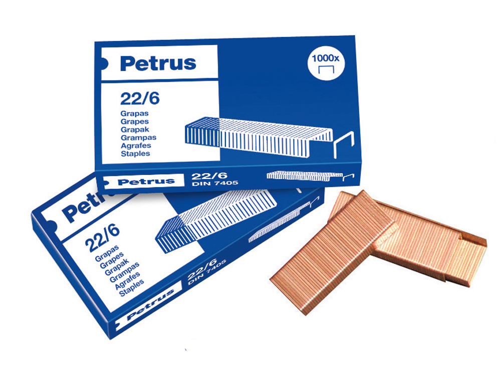 GRAPAS PETRUS N 22/6 COBREADAS CAJA DE 1000 UNIDADES