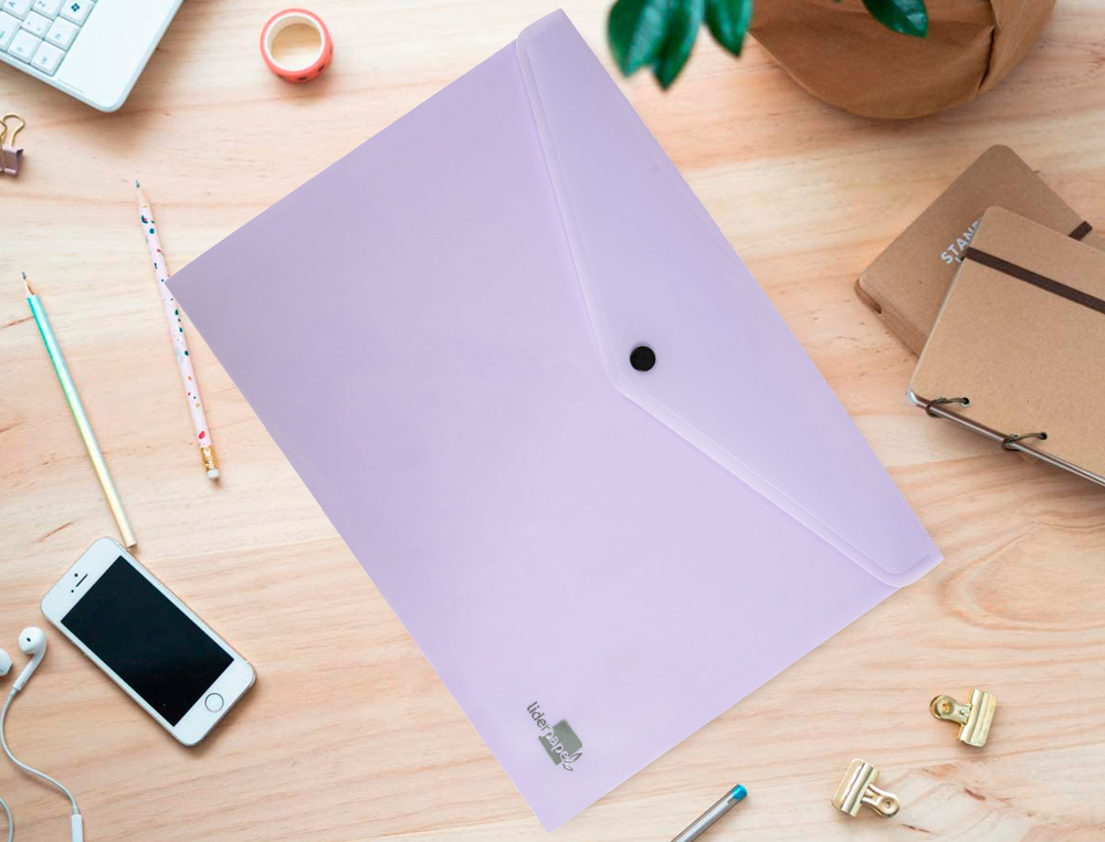 CARPETA LIDERPAPEL DOSSIER BROCHE POLIPROPILENO DIN A4 LAVANDA OPACO 50 HOJAS