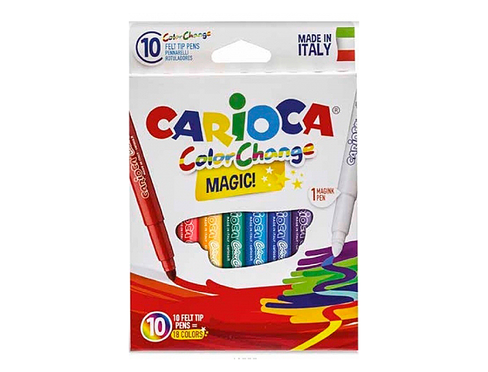 ROTULADOR CARIOCA CAMBIA COLOR TINTA MAGICA CAJA DE 10 UNIDADES COLORES SURTIDOS