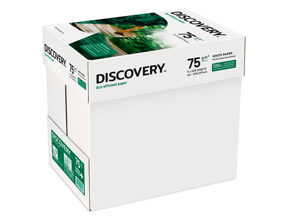 PAPEL FOTOCOPIADORA DISCOVERY FAST PACK DIN A4 75 GRAMOS PAPEL MULTIUSO INK-JET Y LASER CAJA DE 2500 HOJAS