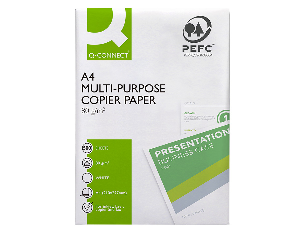 PAPEL FOTOCOPIADORA Q-CONNECT ECONOMY DIN A4 80 GRAMOS PAQUETE DE 500 HOJAS