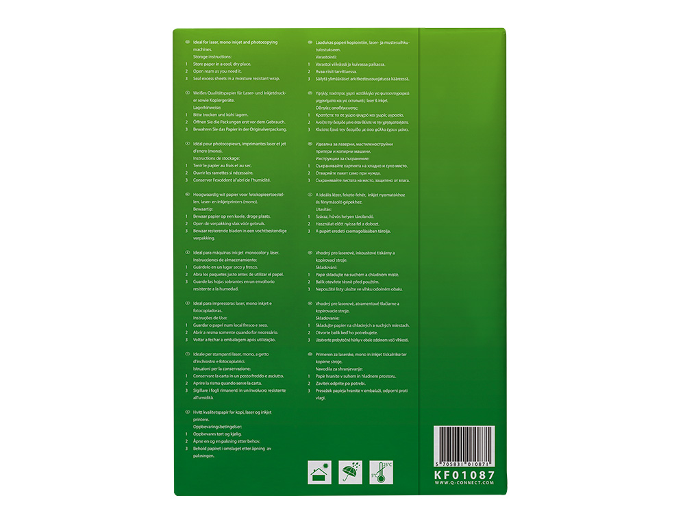 PAPEL FOTOCOPIADORA Q-CONNECT ECONOMY DIN A4 80 GRAMOS PAQUETE DE 500 HOJAS