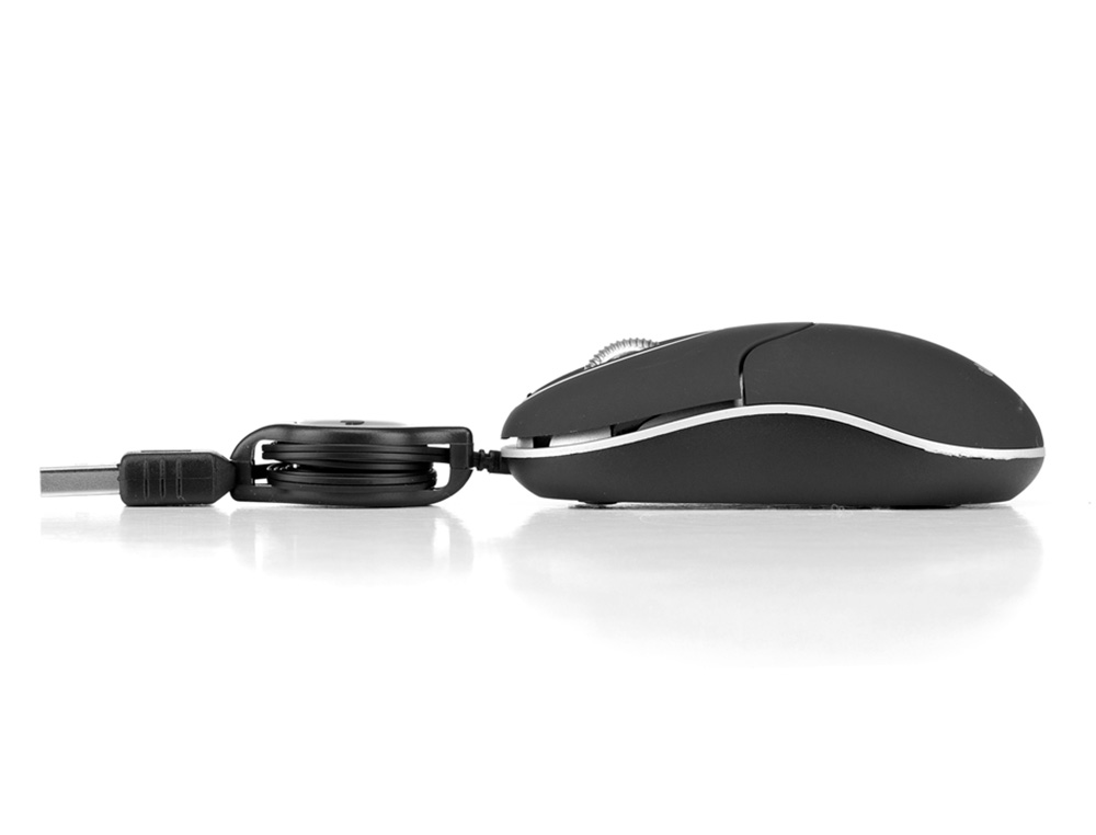 RATON NGS WIRED SIN 1000 DPI RETRACTIL 3 BOTONES USB COLOR NEGRO