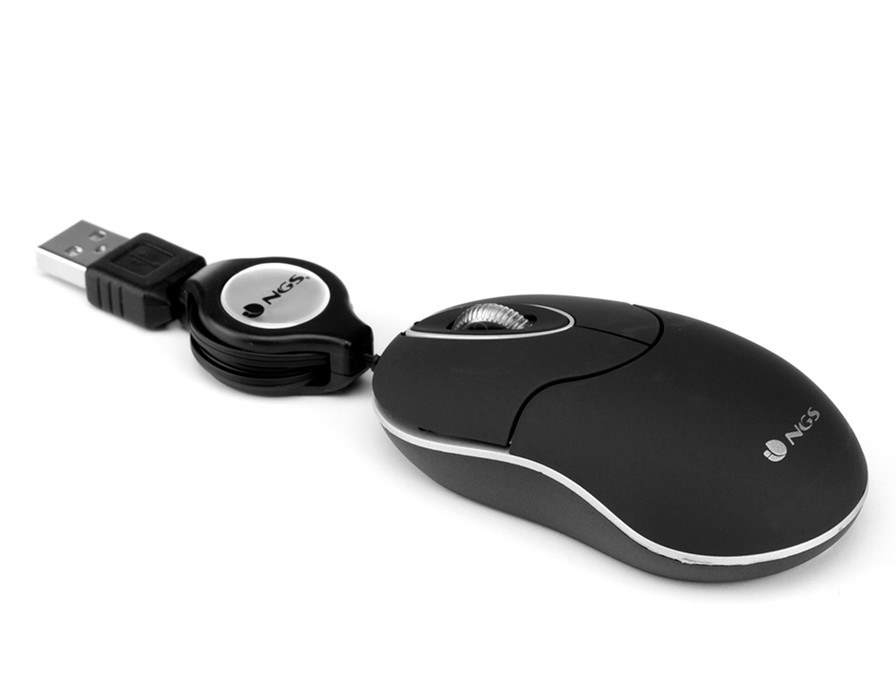 RATON NGS WIRED SIN 1000 DPI RETRACTIL 3 BOTONES USB COLOR NEGRO