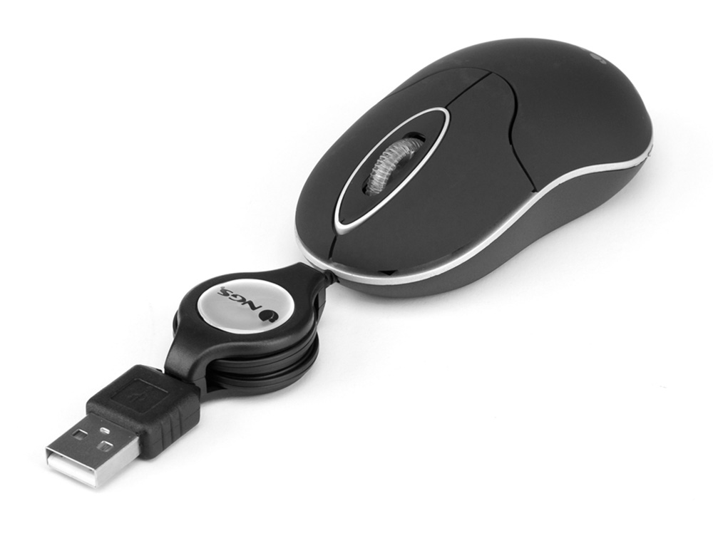 RATON NGS WIRED SIN 1000 DPI RETRACTIL 3 BOTONES USB COLOR NEGRO