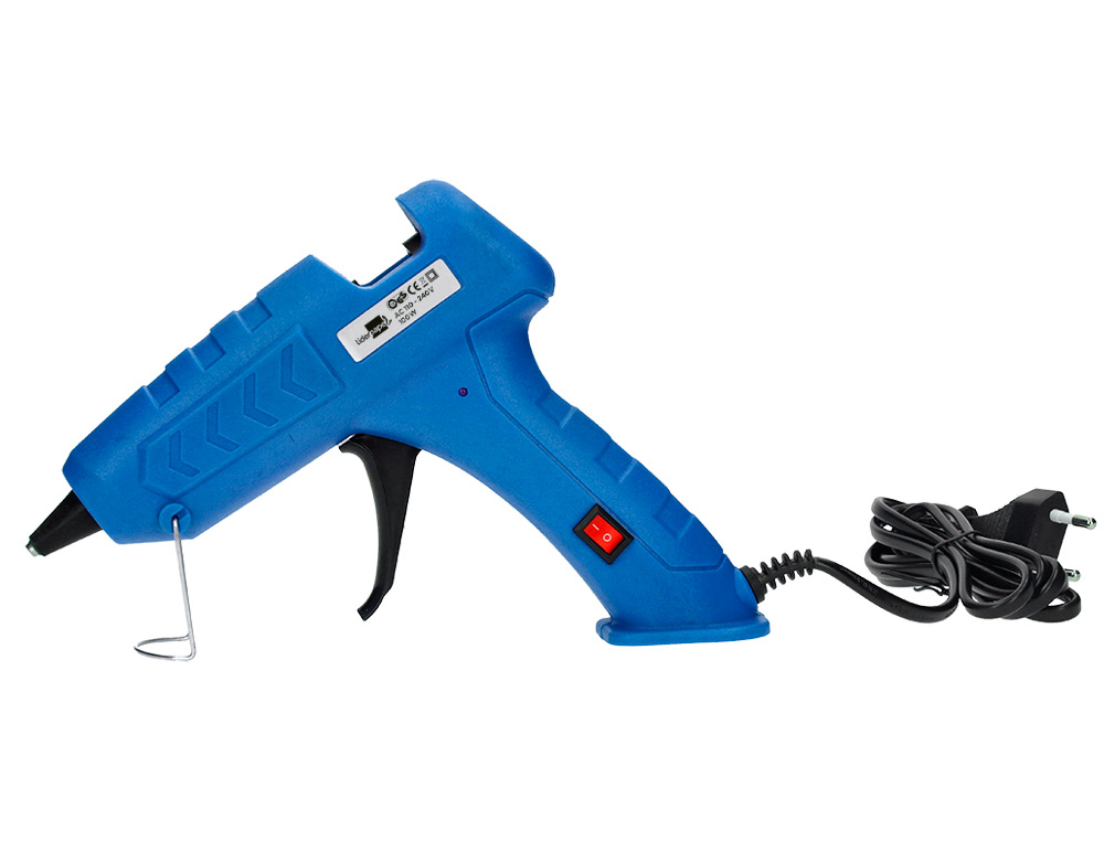 PISTOLA TERMOFUSIBLE LIDERPAPEL DE 100 W CON GATILLO DISPENSADOR Y 2 BARRAS DE REPUESTO DE 11 MM