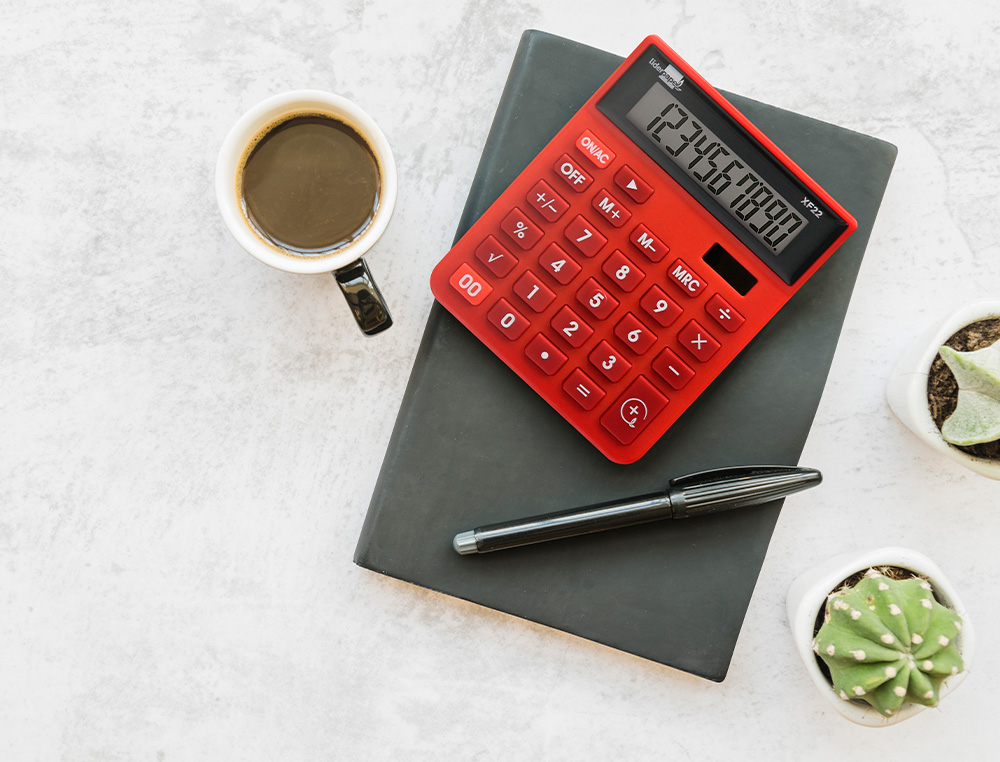 CALCULADORA LIDERPAPEL SOBREMESA XF22 10 DIGITOS SOLAR Y PILAS COLOR ROJO 127X105X24 MM