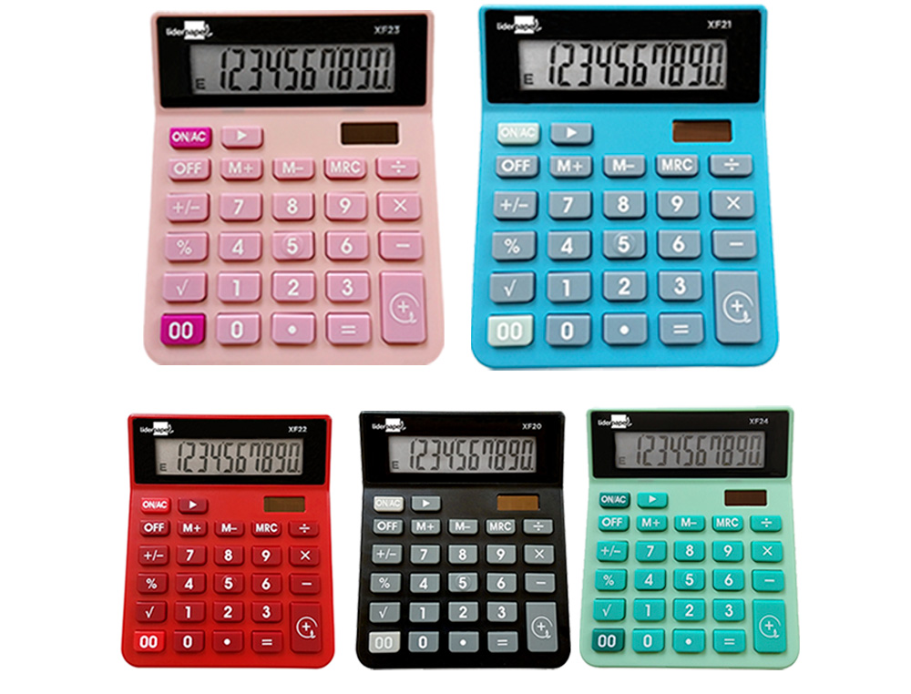 CALCULADORA LIDERPAPEL SOBREMESA XF25 10 DIGITOS SOLAR Y PILAS 127X105X24 MM EXPOSITOR DE 10 UNIDADES