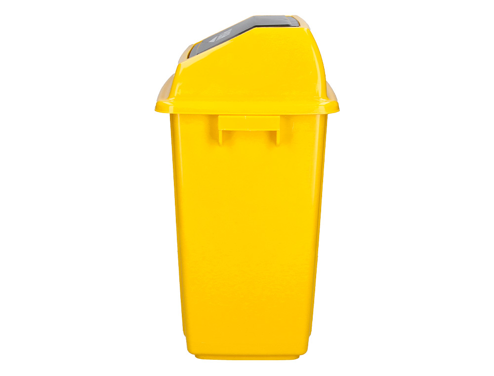 PAPELERA CONTENEDOR Q-CONNECT PLASTICO CON TAPA DE BALANCIN 20 LITROS AMARILLO 340X240X450 MM