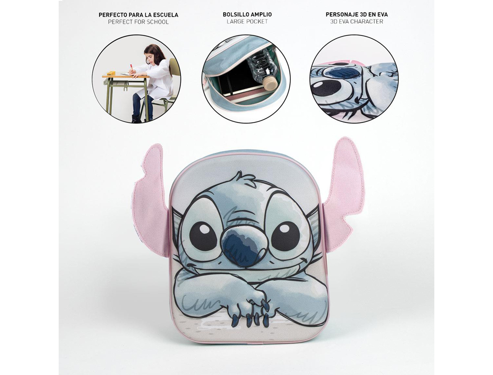 MOCHILA INFANTIL 3D APLICACIONES STITCH 220X270X100 MM