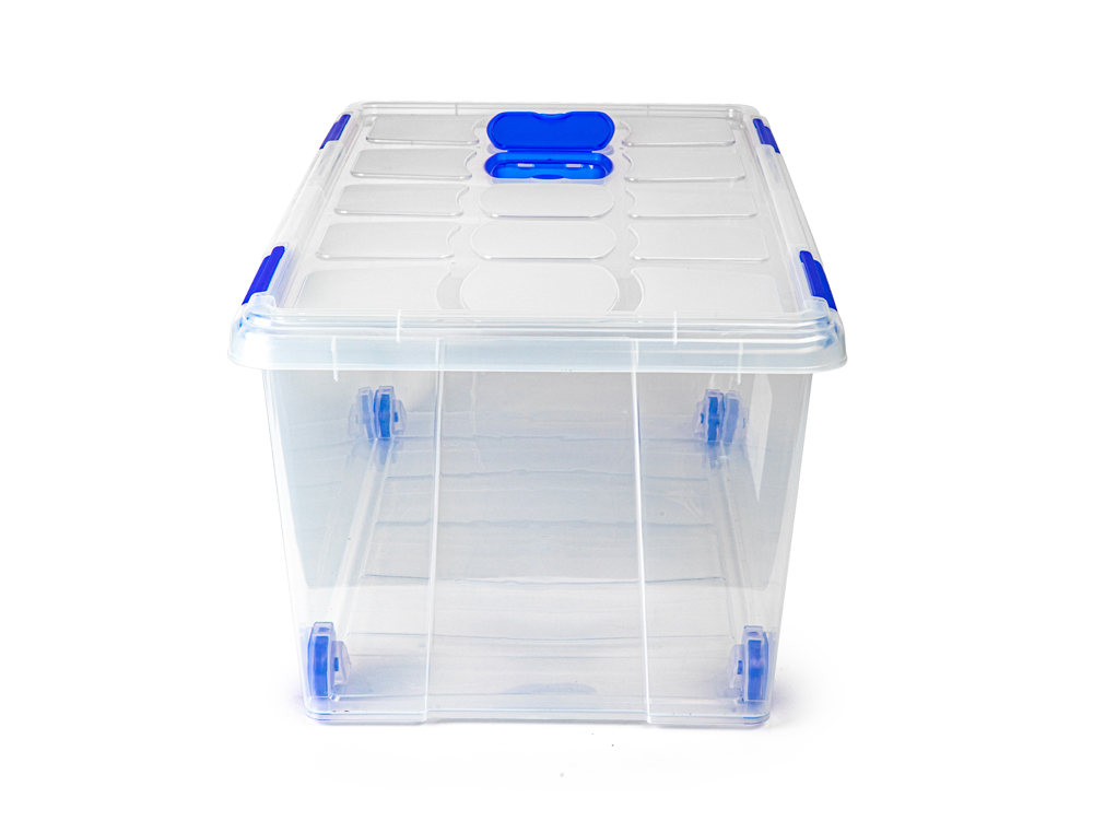 CONTENEDOR PLASTICO PLASTICFORTE N 7 TRANSPARENTE CON TAPA 61L 73X41X32 CM