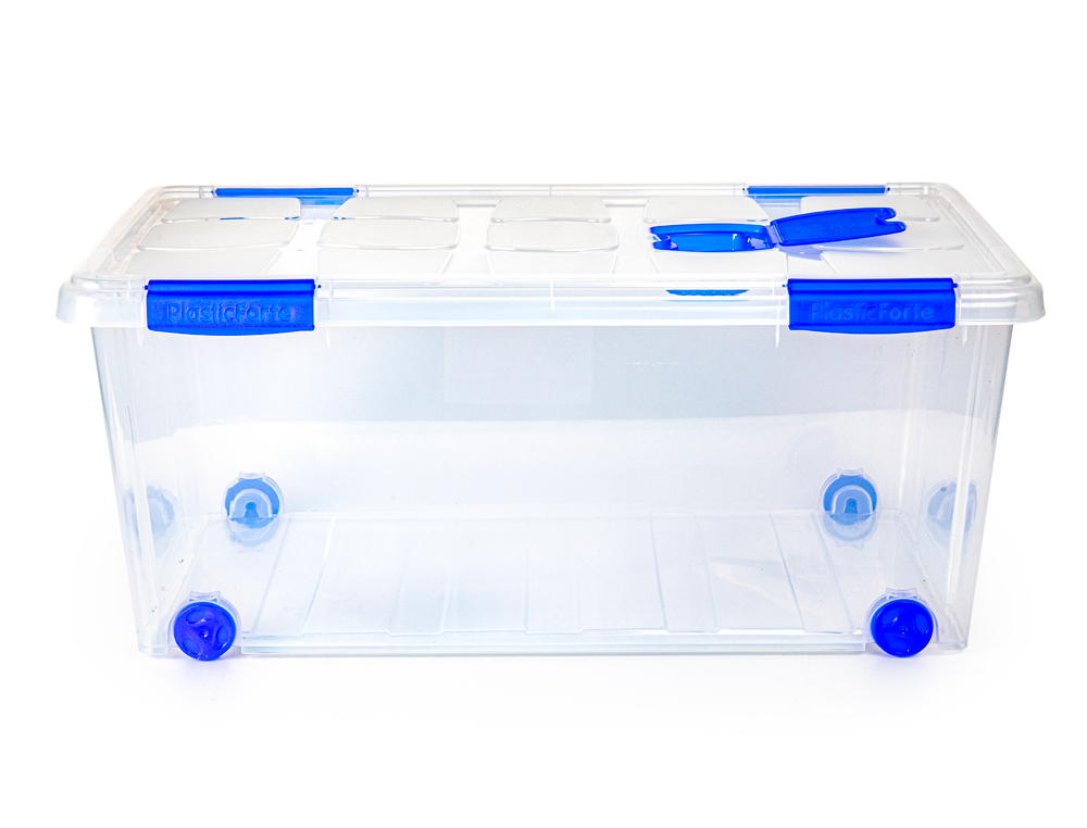 CONTENEDOR PLASTICO PLASTICFORTE N 7 TRANSPARENTE CON TAPA 61L 73X41X32 CM