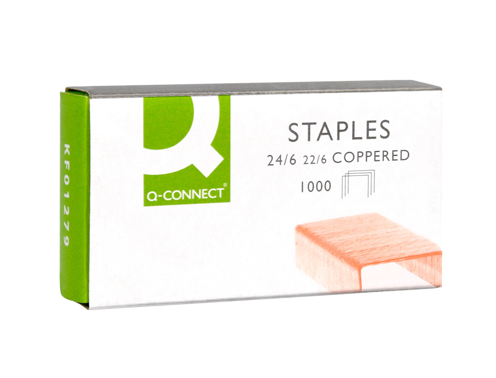 GRAPAS Q-CONNECT N 22/6 24/6 COBREADAS CAJA DE 1000 UNIDADES