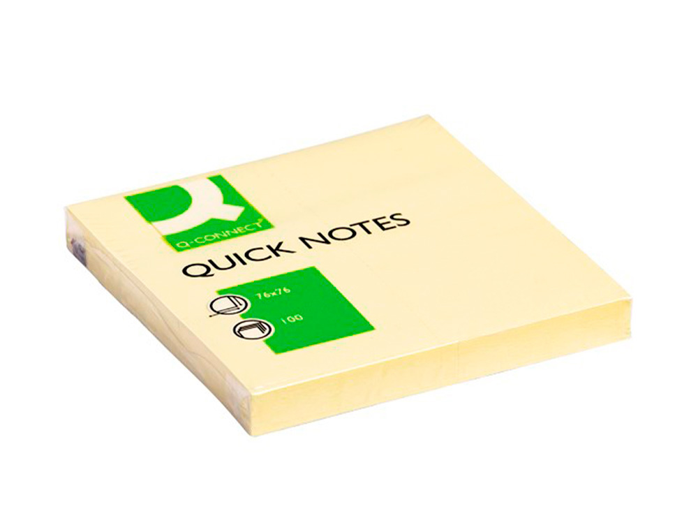 BLOC DE NOTAS ADHESIVAS QUITA Y PON Q-CONNECT 76X76 MM CON 100 HOJAS