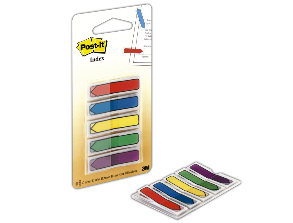 BANDERITAS SEPARADORAS FLECHAS DISPENSADOR COLORES BRILLANTESPOST-IT INDEX 684ARR1 100 BANDERITAS