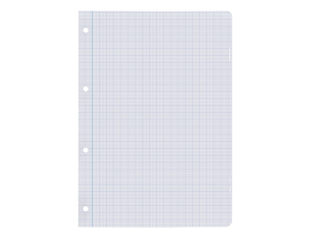 RECAMBIO LIDERPAPEL A4 100 HOJAS 100G/M2 CUADRO 2MM CON MARGEN 4 TALADROS