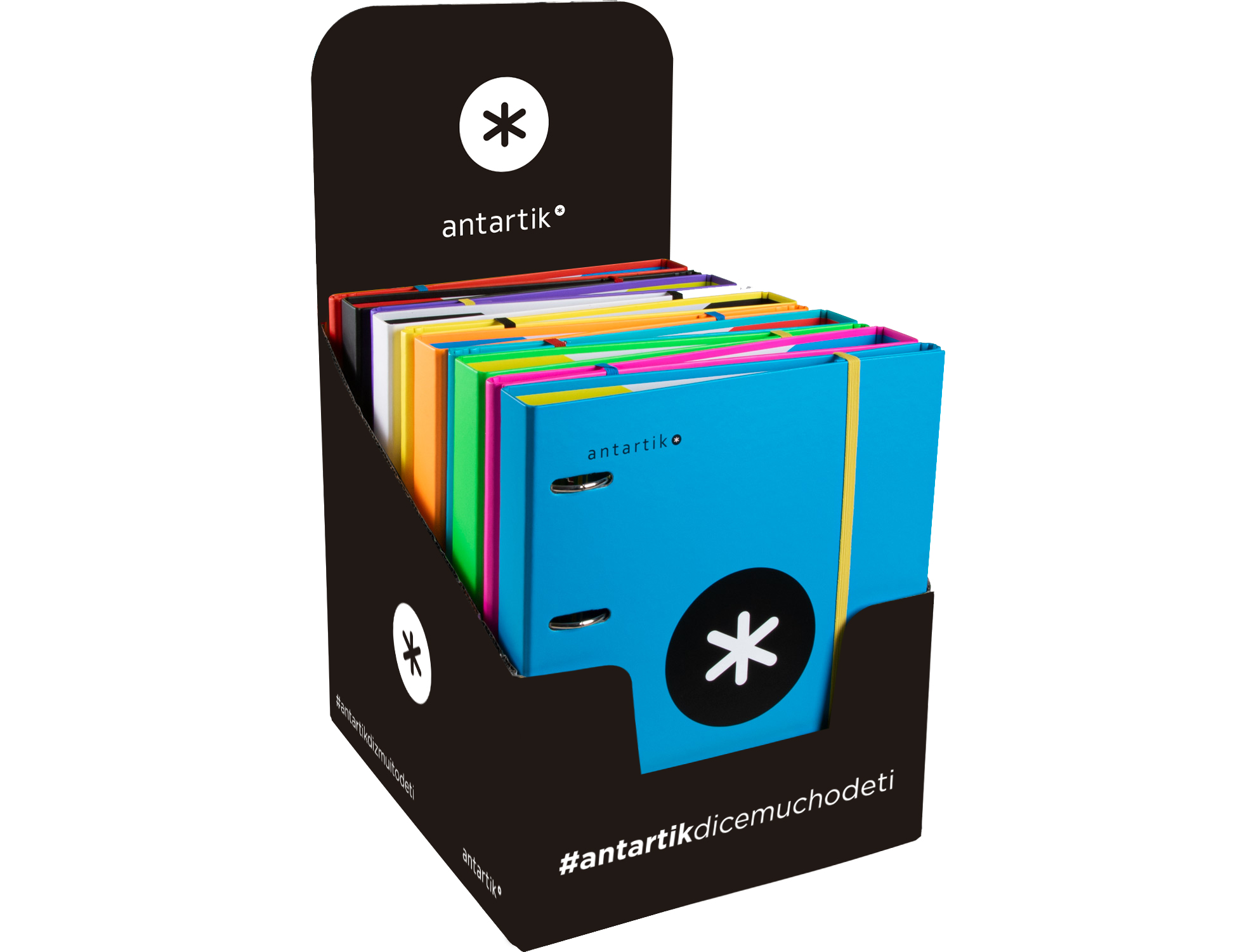 CARPETA CON RECAMBIO ANTARTIK A4 CUADRO 5MM FORRADA 4 ANILLAS 40MM REDONDAS CON SOLAPA COLORES SURTIDOS
