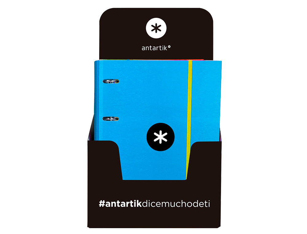 CARPETA CON RECAMBIO ANTARTIK A4 CUADRO 5MM FORRADA 4 ANILLAS 40MM REDONDAS CON SOLAPA COLORES SURTIDOS