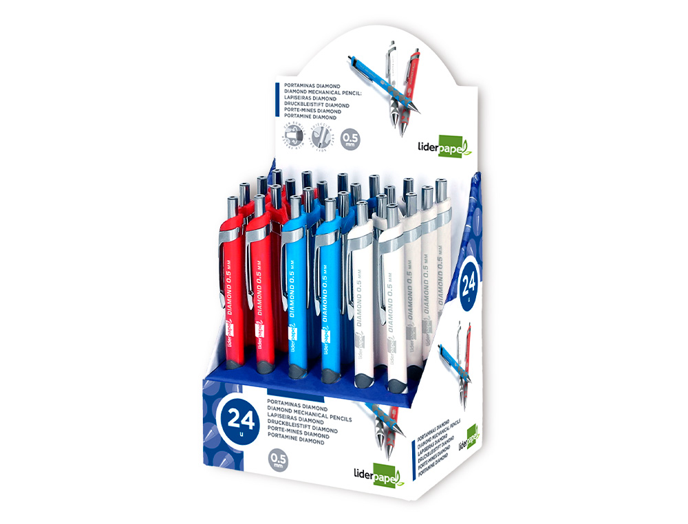 PORTAMINAS LIDERPAPEL DIAMOND 0,5 MM CON GOMA Y SUJECION SOFT COLORES SURTIDOS