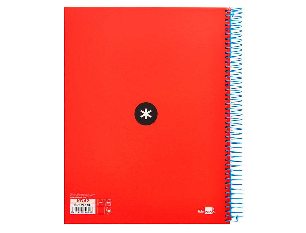 CUADERNO ESPIRAL A4 MICRO ANTARTIK TAPA FORRADA 120H 90 GR CUADRO 5MM 5 BANDAS 4 TALADROS COLORES SURTIDOS