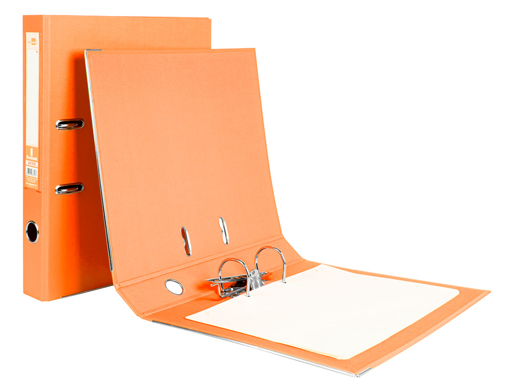 ARCHIVADOR DE PALANCA LIDERPAPEL FOLIO DOCUMENTA FORRADO PVC CON RADO LOMO 52 MM NARANJA COMPRESOR METALICO