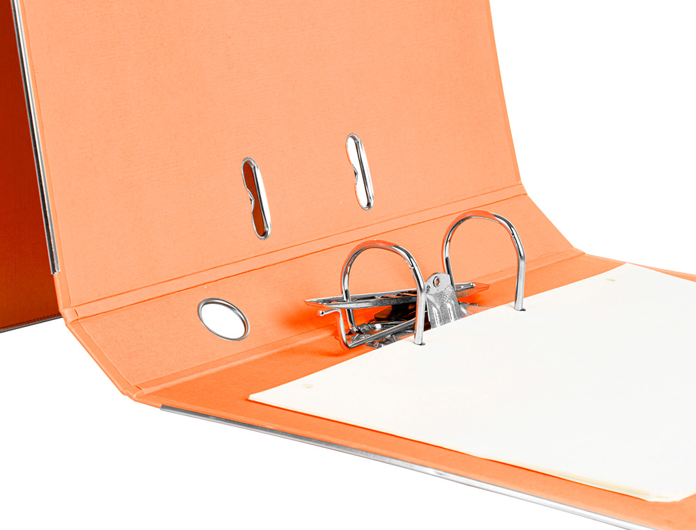 ARCHIVADOR DE PALANCA LIDERPAPEL FOLIO DOCUMENTA FORRADO PVC CON RADO LOMO 52 MM NARANJA COMPRESOR METALICO