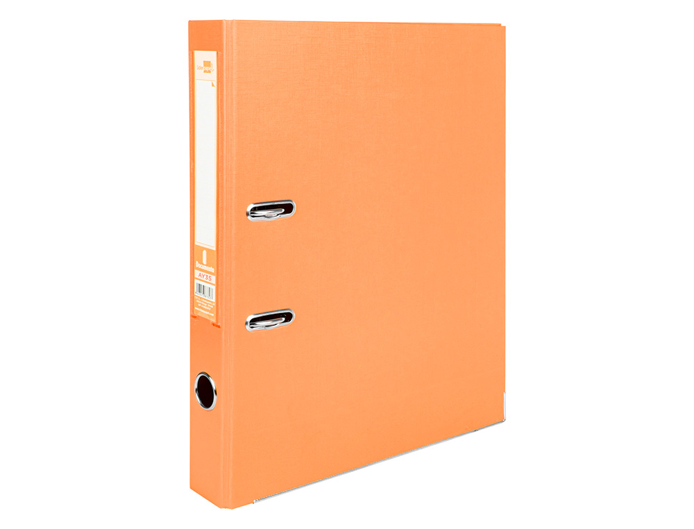ARCHIVADOR DE PALANCA LIDERPAPEL FOLIO DOCUMENTA FORRADO PVC CON RADO LOMO 52 MM NARANJA COMPRESOR METALICO