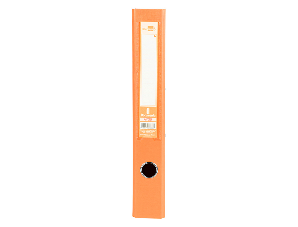 ARCHIVADOR DE PALANCA LIDERPAPEL FOLIO DOCUMENTA FORRADO PVC CON RADO LOMO 52 MM NARANJA COMPRESOR METALICO