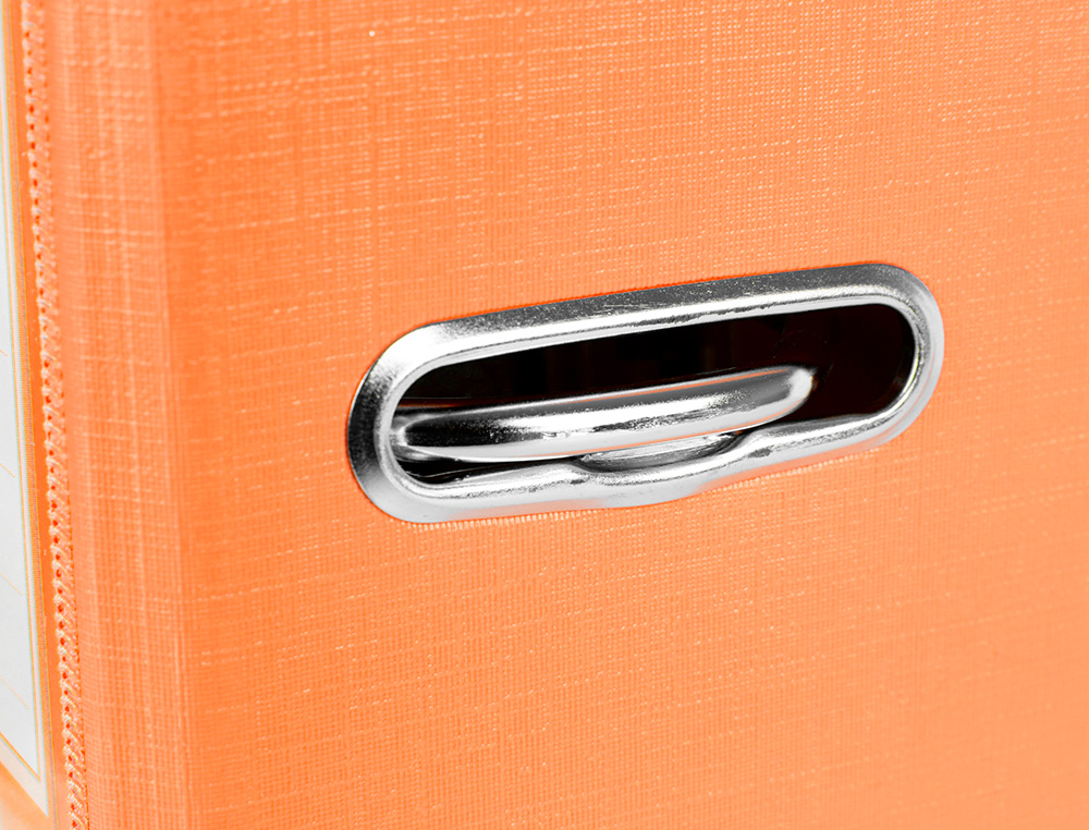 ARCHIVADOR DE PALANCA LIDERPAPEL FOLIO DOCUMENTA FORRADO PVC CON RADO LOMO 52 MM NARANJA COMPRESOR METALICO