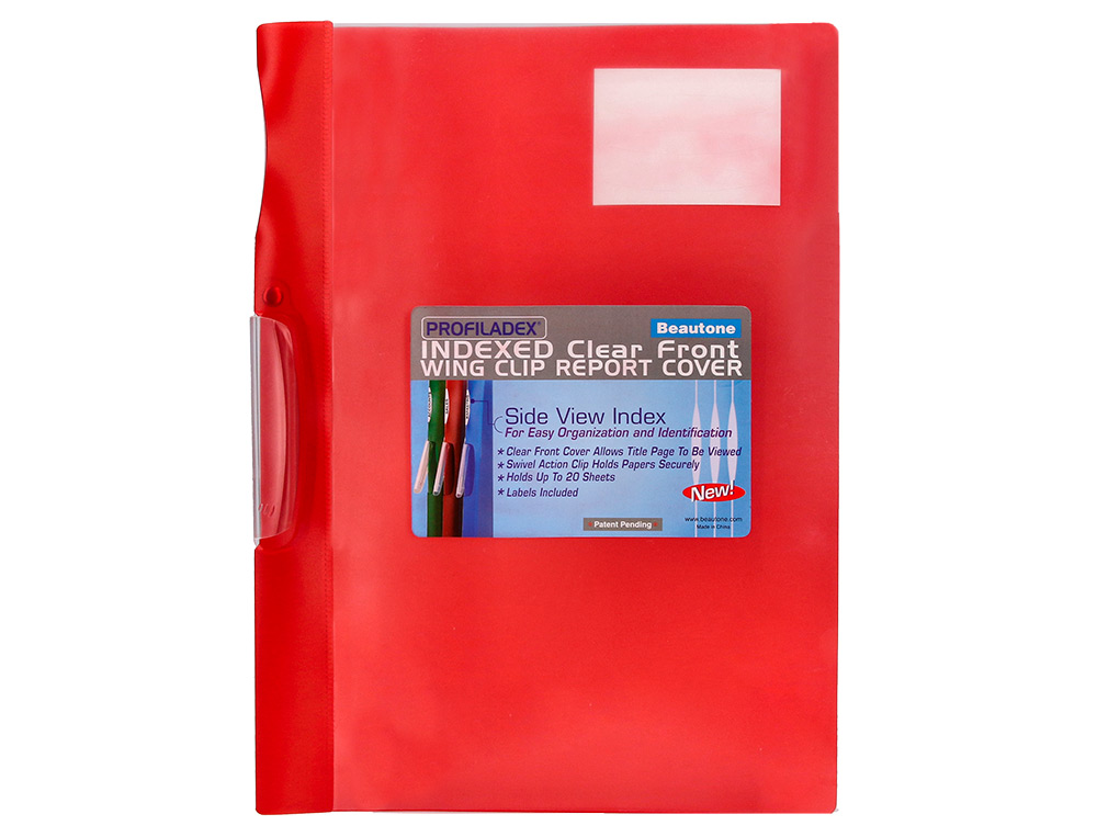 CARPETA BEAUTONE DOSSIER PINZA LATERAL 48380 POLIPROPILDIN-A4 ROJA PINZA GIRATORIA -PACK DE 10 RETRACTILADO