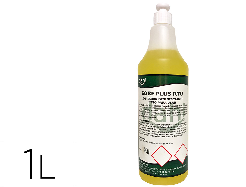 LIMPIADOR HIGIENIZANTE DESODORIZANTE DESINFECTANTE DAHI DJ PLUS RTV BOTELLA 1 LITRO