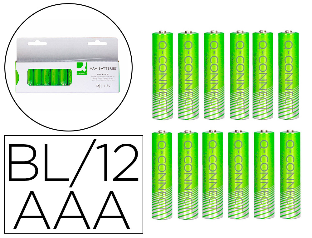 PILA Q-CONNECT ALCALINA AAA BLISTER CON 12 UNIDADES