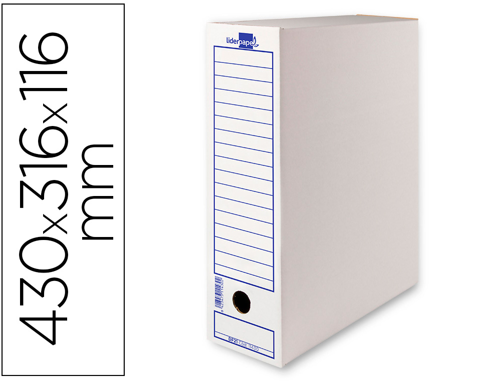 CAJA ARCHIVO DEFINITIVO LIDERPAPEL 106 LISTADOS DE ORDENADOR CARTON RECICLADO 325G/M2 BLANCO 430X116X316 MM