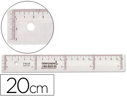 REGLA LIDERPAPEL PLASTICO CRISTAL 20 CM