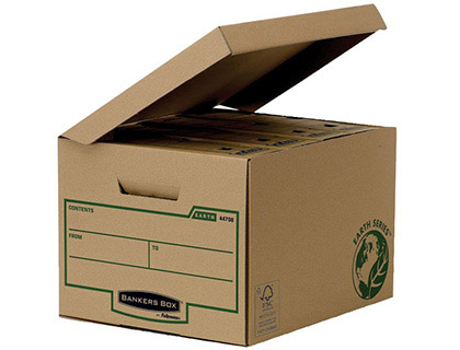 CAJON FELLOWES CARTON RECICLADO PARA ALMACENAMIENTO DE ARCHIVADORES CAPACIDAD 4 CAJAS DE ARCHIVO 80 MM