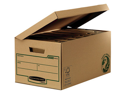 CAJON FELLOWES CARTON RECICLADO PARA ALMACENAMIENTO DE ARCHIVADORES CAPACIDAD 6 CAJAS DE ARCHIVO 80 MM