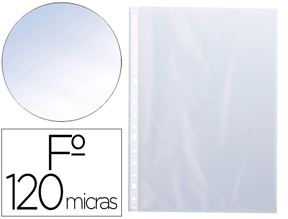 FUNDA MULTITALADRO Q-CONNECT FOLIO 120 MC CRISTAL BOLSA DE 10 UNIDADES